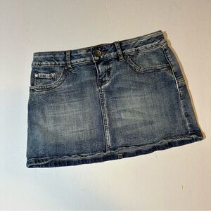 Vtg Y2K No Boundaries Denim Micro Mini Jean Skirt